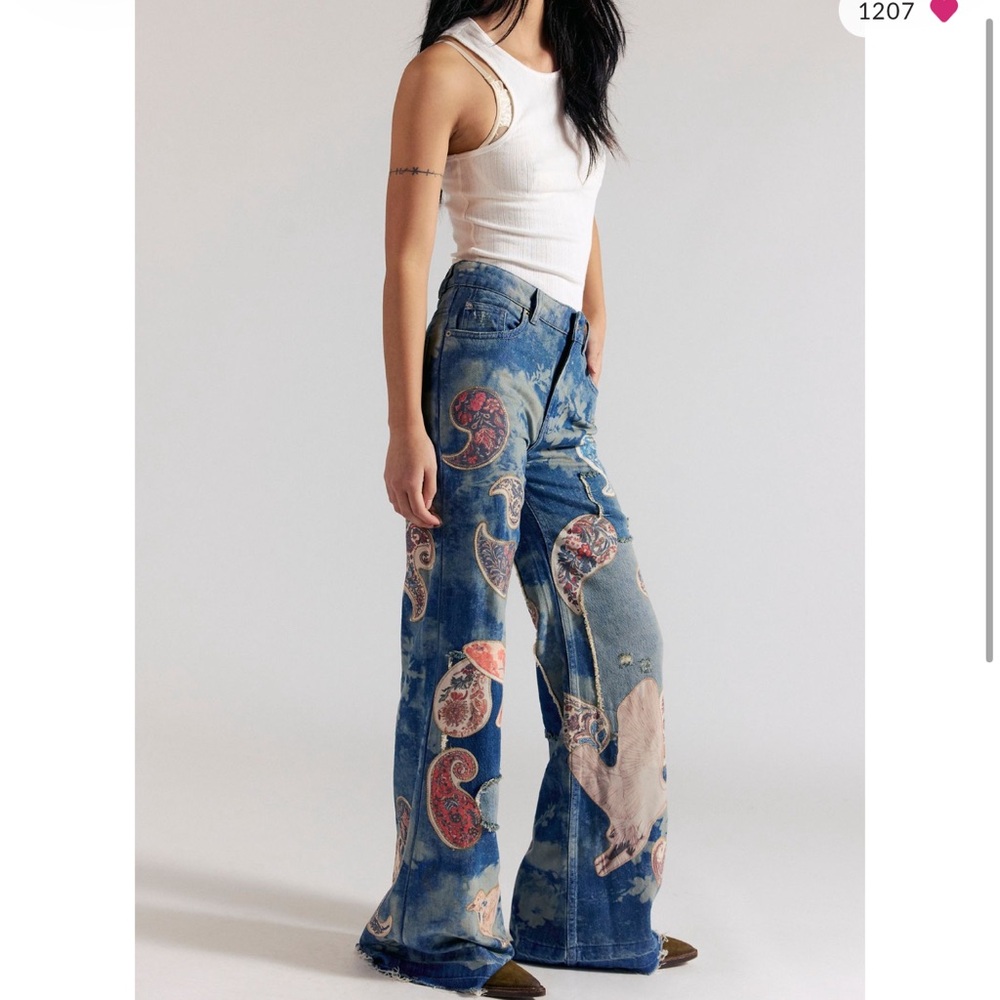 NWT- Free People, We The Free Flying High Patched Jeans 28
